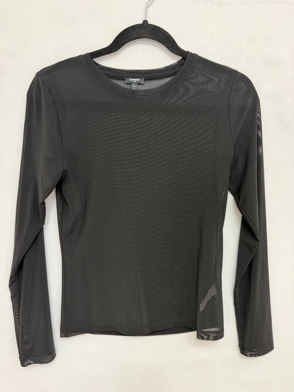 Express Black Sheer Mesh Long Sleeve Top‎ Small